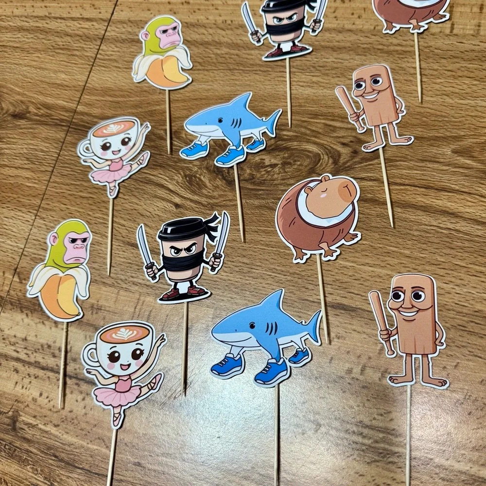 Brain rots funny Characters Cupcake Toppers